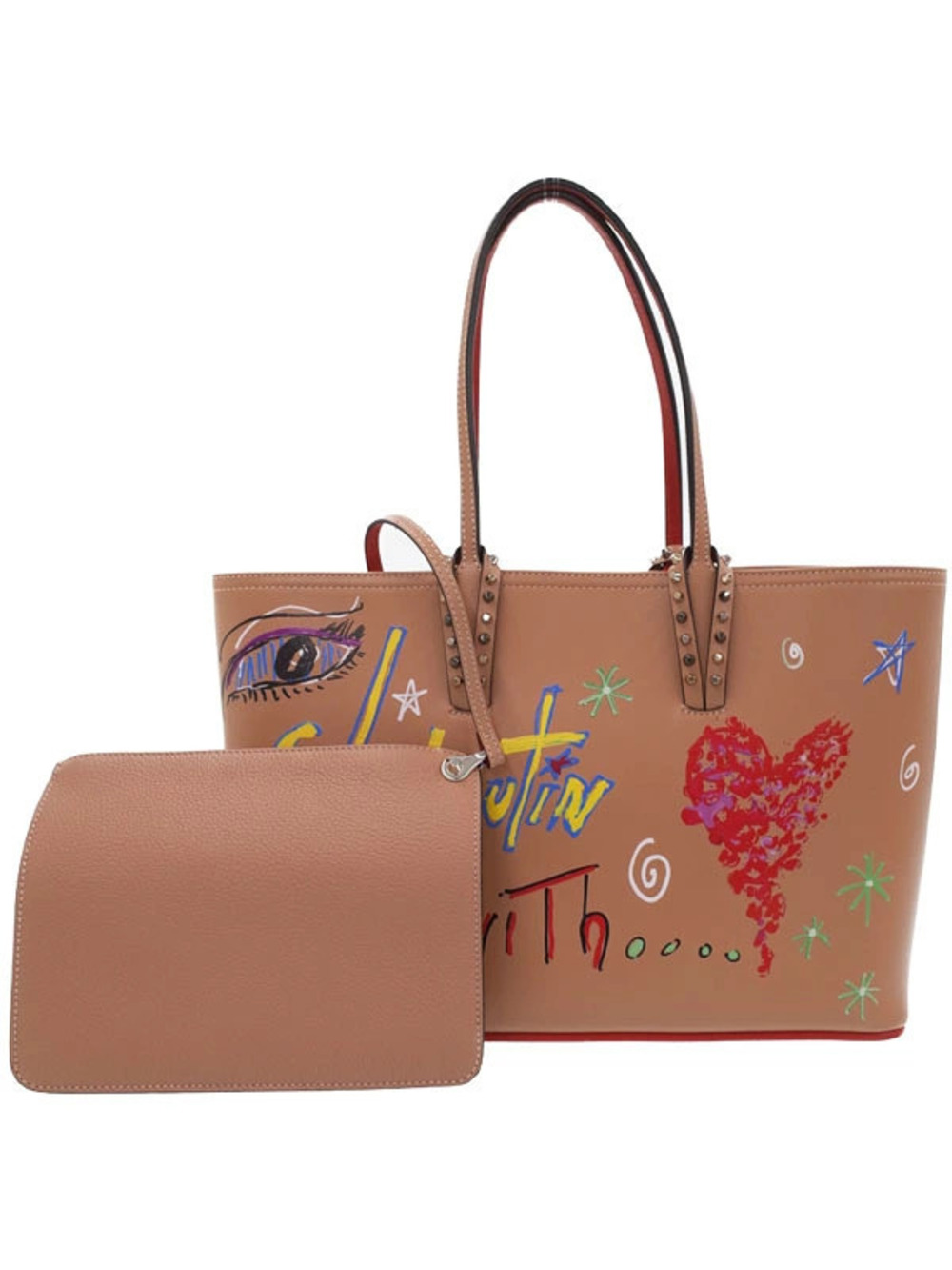 Christian Louboutin Cabata Tote Bag Leather Black Red